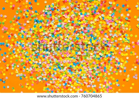 Colorful celebration background with confetti. Bubble for text.