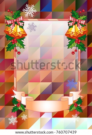 Christmas  holiday background with golden bells. Vector clip art