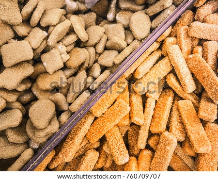 shop-freezer with the fish cutlets  Royalty-Free Stock Photo #760709707