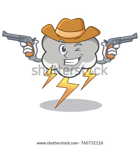 Cowboy thunder cloud character cartoon
