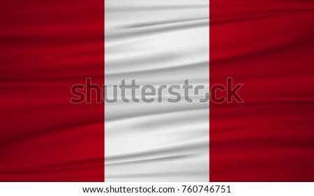 Peru flag vector. Vector flag of Peru blowig in the wind. EPS 10.