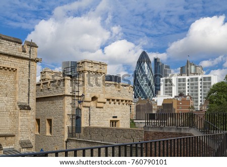 London skyline seen from Tower of London