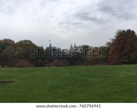 View on the towers and castle in Central Park New York in November 2017