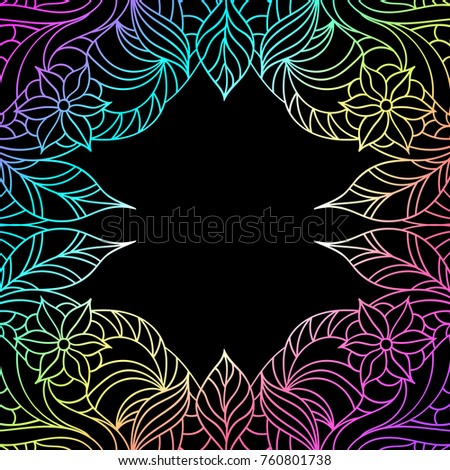 Vector illustration of colorful abstract frame on black background.