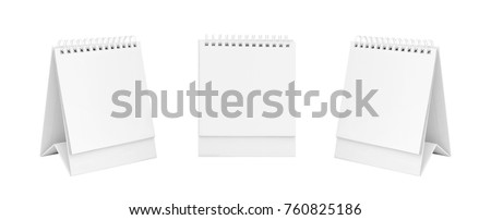 White blank paper desk spiral calendar on white background.