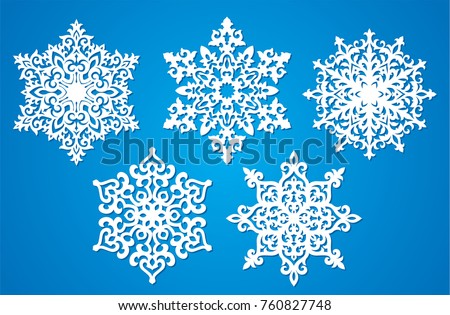 Vector snowflake laser cut template. Cutout pattern of Christmas or New Year decoration. Background illustration for greeting card, banner and other holiday media.