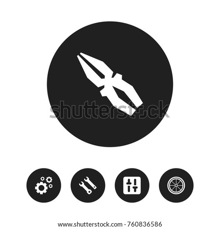 Set Of 5 Editable Mechanic Icons. Includes Symbols Such As Service, Fix Tool, Tyre And More. Can Be Used For Web, Mobile, UI And Infographic Design.