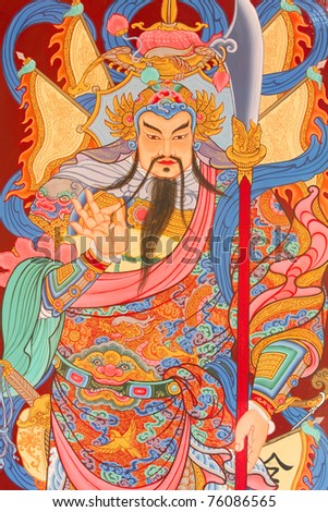 China, a Chinese temple wall paintings priest in Thailand