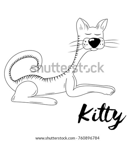 Vector Kitty. Hand drawn sketch. Page for coloring book. Doodle