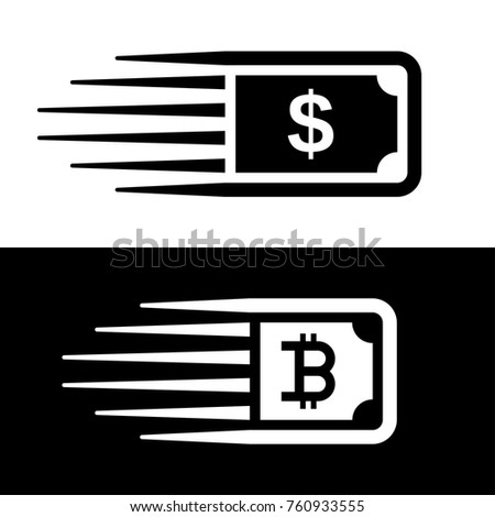 fast money bitcoin motion line banknote vector - illustration