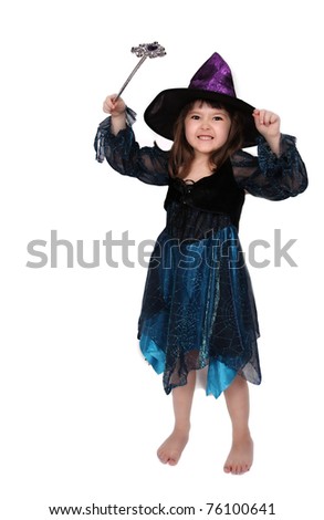 cute little witch isolated on white