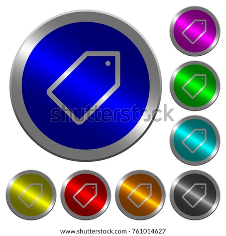 Single tag icons on round luminous coin-like color steel buttons
