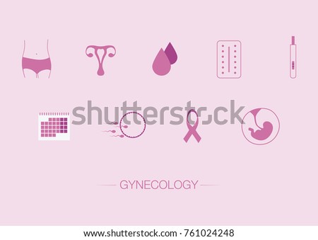Gynecology set of icons. Female health awareness vector.