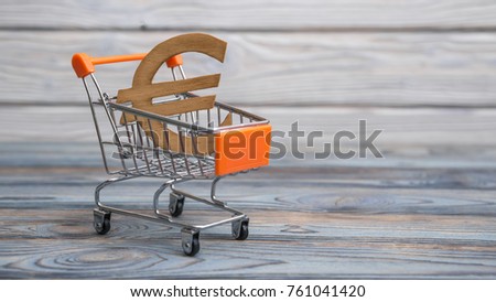 Concept euro money symbol in a shopping trolley