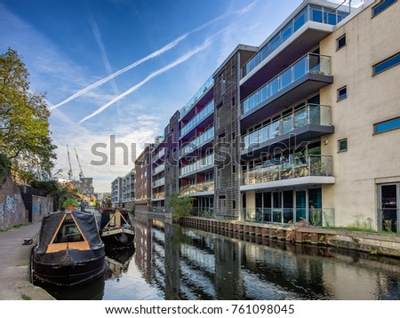 Canals in London on the way to Camden, UK Royalty-Free Stock Photo #761098045