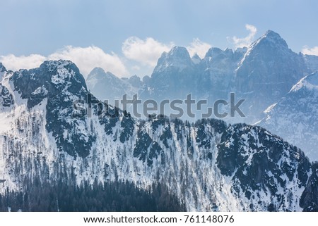 magic winter landscape Monte Lussari, Italy