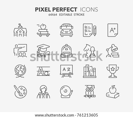 Thin line icons set of academic subjects and education. Outline symbol collection. Editable vector stroke. 64x64 Pixel Perfect. Royalty-Free Stock Photo #761213605