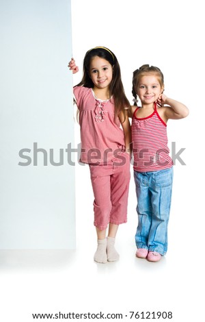 Cute little girls isolated on white background