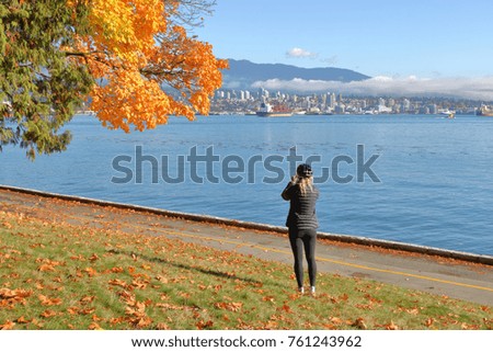 A cyclist takes time to photograph North Vancouver along Canada's west coast during the Fall months. 