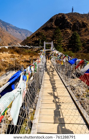 Tamchog Lhakhang bridge and Nature of Paro Valley, Bhutan