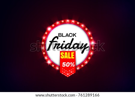 black friday sale light sign vector illustration