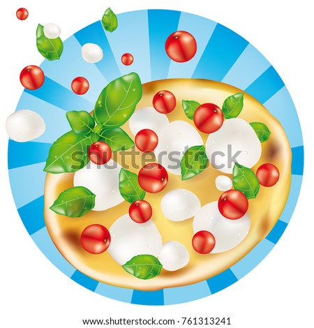vector italian pizza on blue background