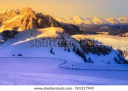 Christmas and New Year background with winter mountains and trees covered with fresh snow - Magic holiday view