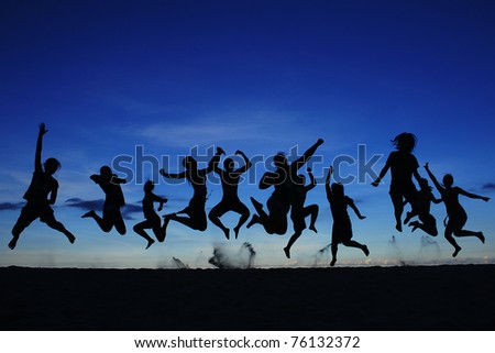 Silhouette Jumping Team