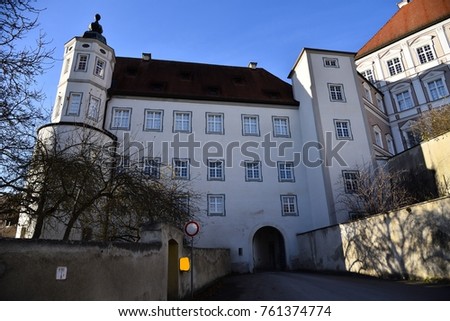 Standing before the Entrance Door of the Monastery in Neresheim, Germany, Europe