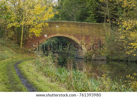 An image of a road bridge over the Grand Union Canal shot at Newton Harcourt, Leicestershire, England, UK