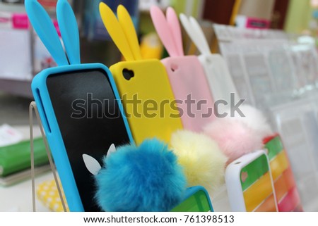 photo colored case for phones with rabbit ears and tail