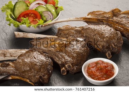 Grilled Lamb Ribs with salad