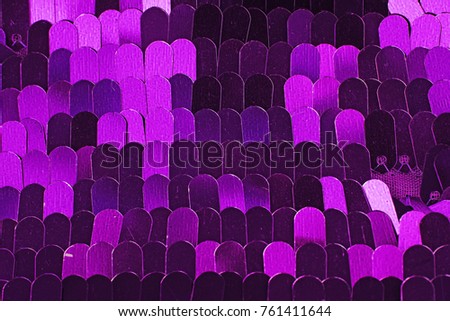 Sequin fabric. Sequins as background. Fashion sequin cloth closeup photo. Sequins pattern texture.