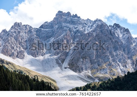 Beautiful lanscape of high mountains with a glacier