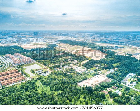 Aerial view of cityscape.