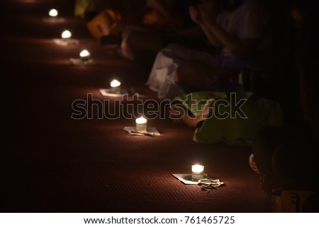 Perspective of glass candles in a welcome ceremony