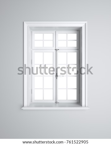 Vintage blank window inside room. 3d illustration Royalty-Free Stock Photo #761522905