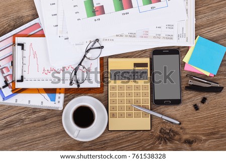 Objects for doing business in the office on the table