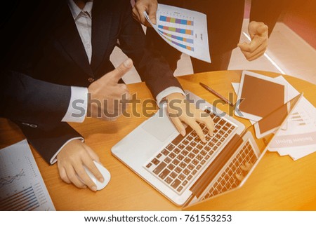 Digital marketing, E-commerce, Online shop. Businessman holding tablet and use it to sell the product