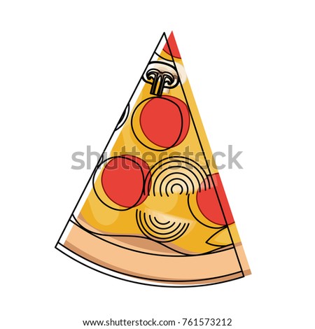 pizza slice in watercolor silhouette on white background