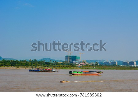 Mekong River at Chiang Rai,Thailand. Chiang Saen Pier.
