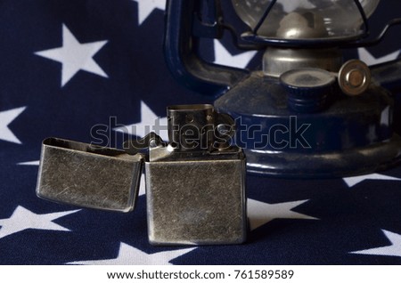 Gasoline lighter a on a USA Flag background
