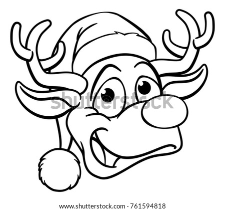 Cartoon reindeer in a Santa Claus hat Christmas character
