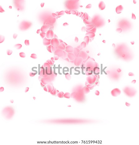 Romantic template of Eight March with falling flower petals blossom. And also includes EPS 10 vector
