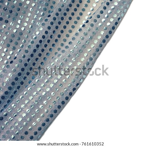 Draped  metallic fabric texture background. Design template, mock up. Place for text.                       