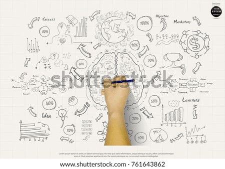 Hands Write plan sketch Business idea and concept.