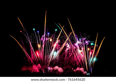 Fireworks display in colour at night