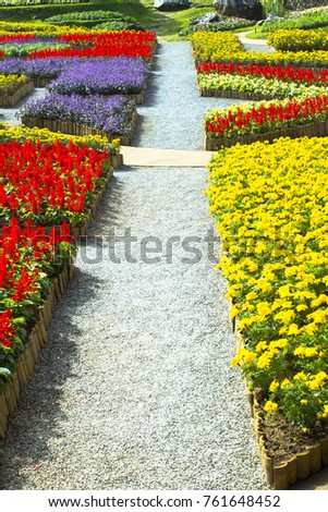 A beautiful landscaped garden of flowers
