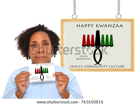 Happy Kwanzaa 2nd Principle (Self Determination / Kujichagulia) Family Community Culture Woman white board