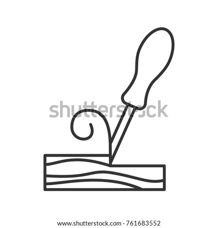 Wood chisel linear icon. Thin line illustration. Firmer chisel. Contour symbol. Raster isolated outline drawing